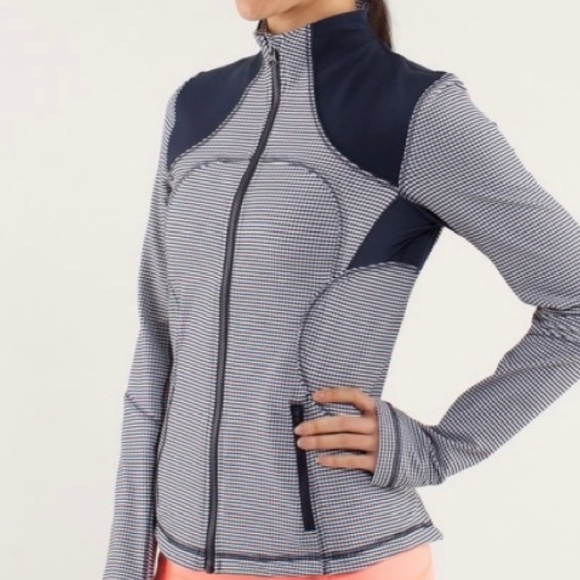 ♥️… Lululemon Forme Jacket Inkwell Gingham sz 12 - Picture 4 of 10